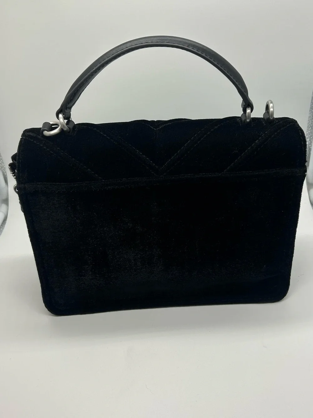 Aimee Kestenberg Black Velvet Chevron Top‎ Handle Satchel